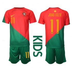 Portugal Joao Felix #11 Hemmakläder Barn VM 2022 Kortärmad (+ Korta byxor)